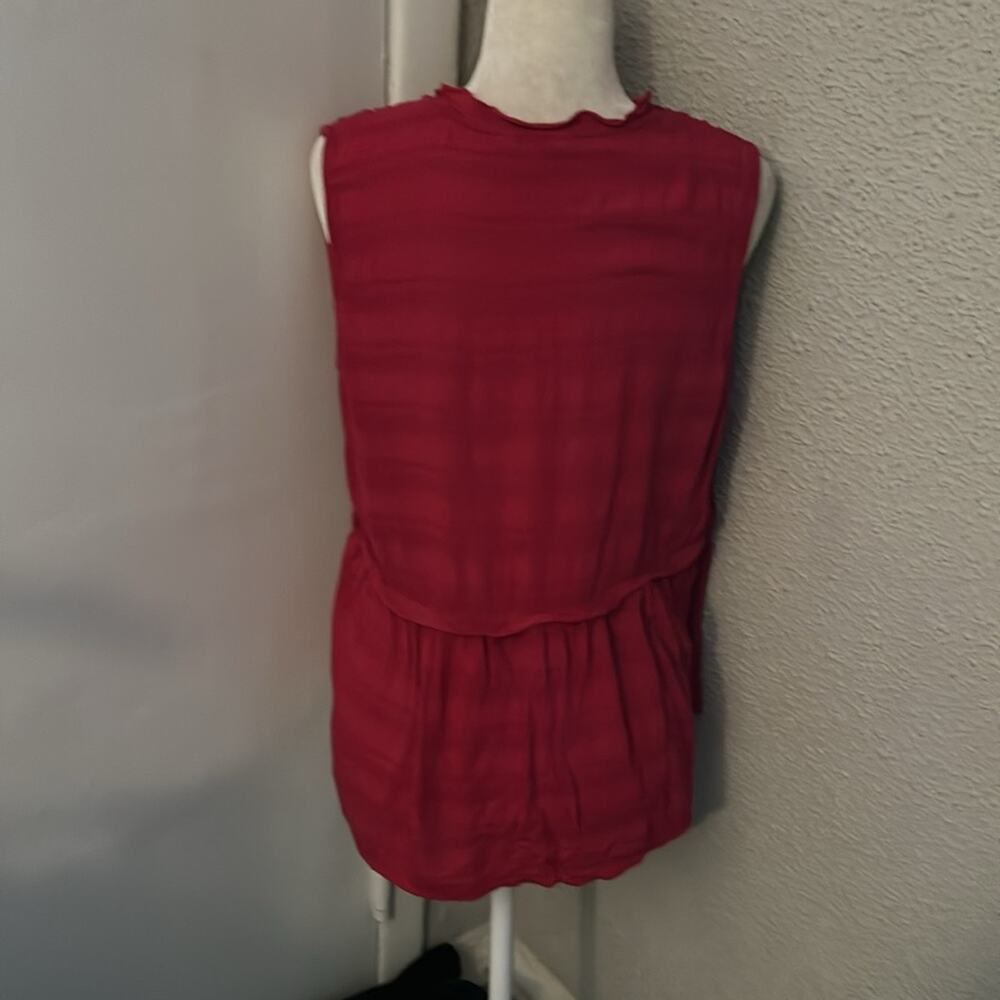 Lucky Brand Sleeveless Ruffle Top  XL V-Neck Boho Indie Bohemian Festival - Picture 2 of 9